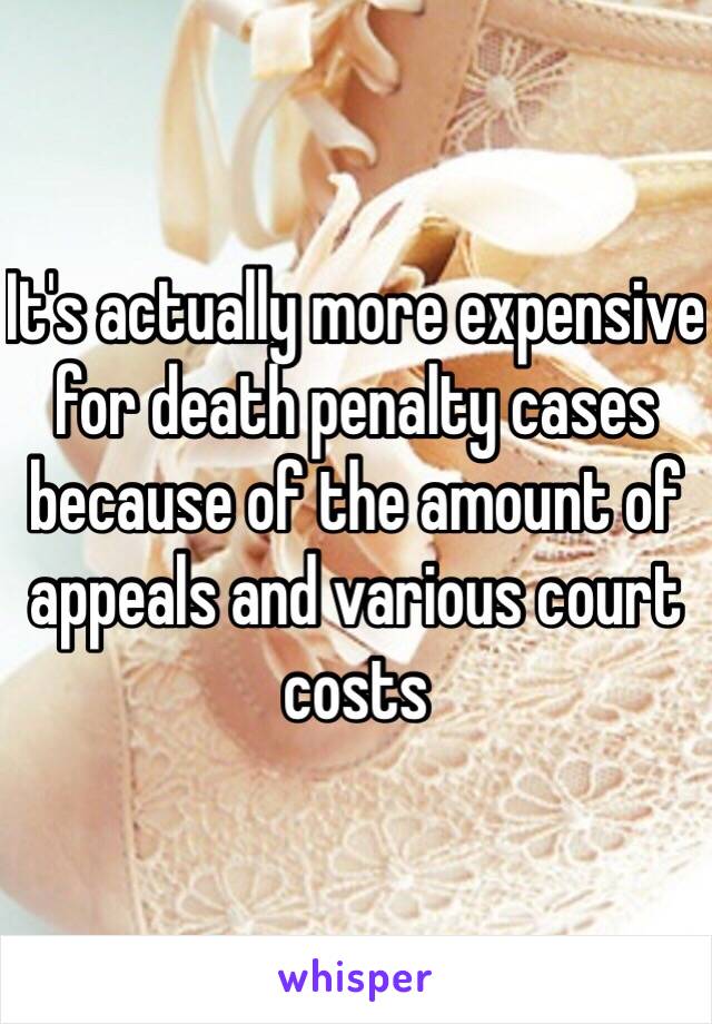 It's actually more expensive for death penalty cases because of the amount of appeals and various court costs