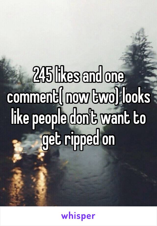 245 likes and one comment( now two) looks like people don't want to get ripped on 