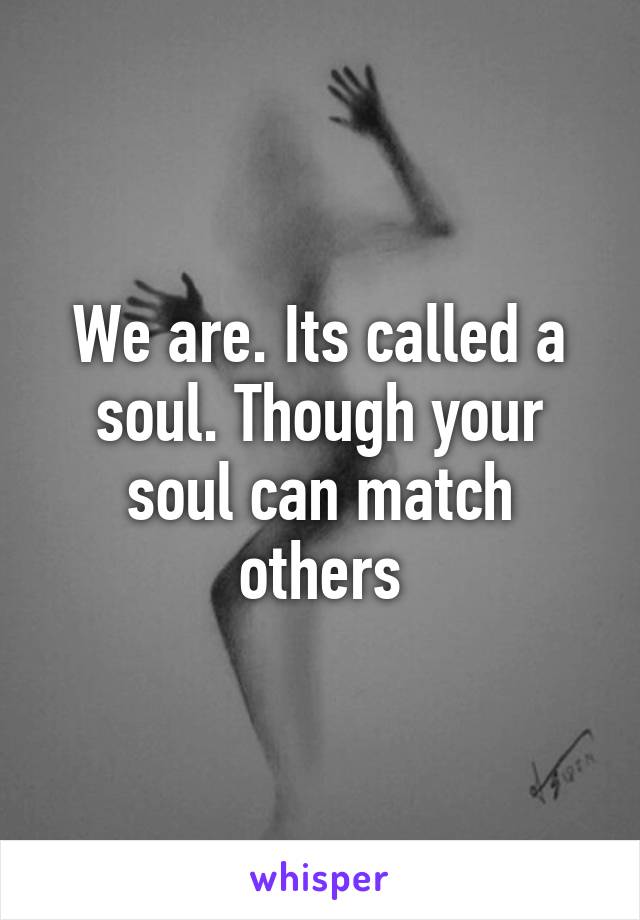 We are. Its called a soul. Though your soul can match others