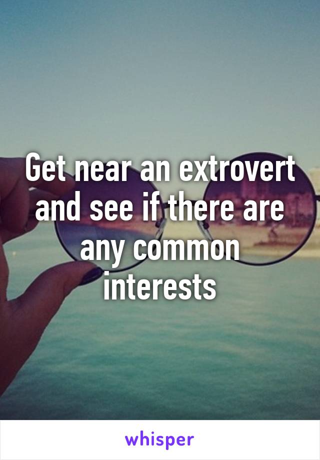 Get near an extrovert and see if there are any common interests