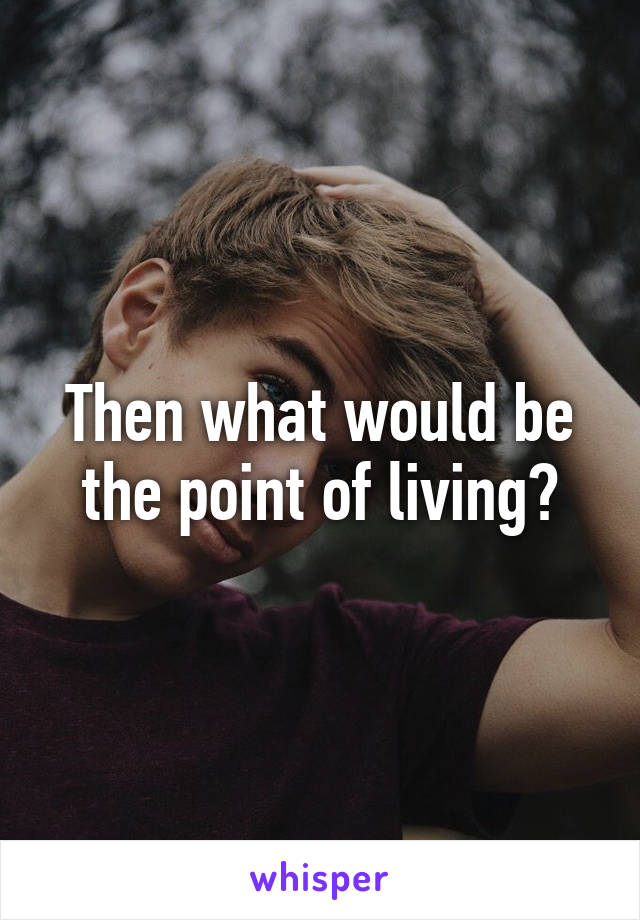 Then what would be the point of living?