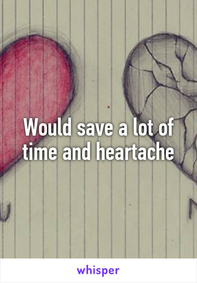 Would save a lot of time and heartache