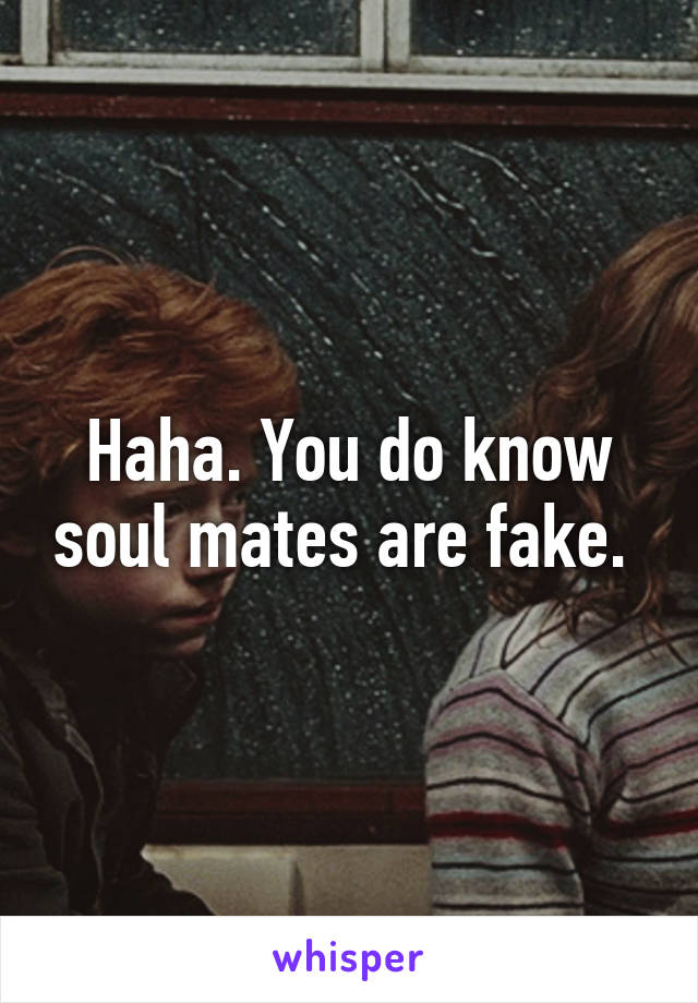 Haha. You do know soul mates are fake. 