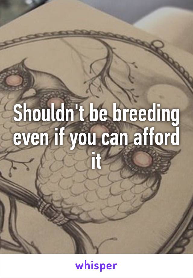 Shouldn't be breeding even if you can afford it