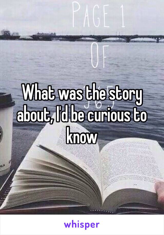 What was the story about, I'd be curious to know