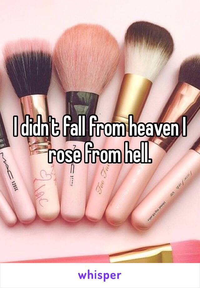 I didn't fall from heaven I rose from hell.