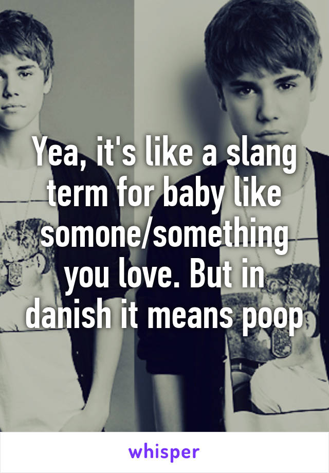 Yea, it's like a slang term for baby like somone/something you love. But in danish it means poop