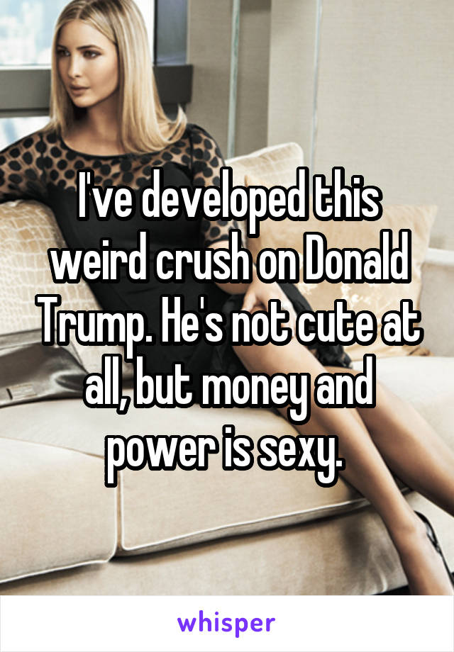 I've developed this weird crush on Donald Trump. He's not cute at all, but money and power is sexy. 