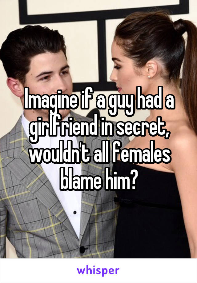 Imagine if a guy had a girlfriend in secret, wouldn't all females blame him?