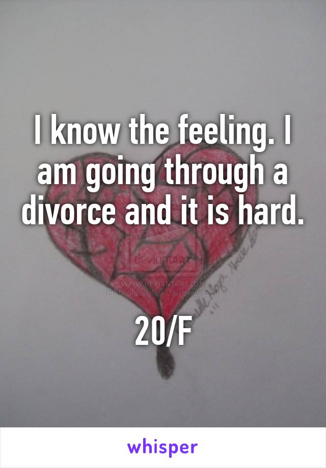 I know the feeling. I am going through a divorce and it is hard. 

20/F