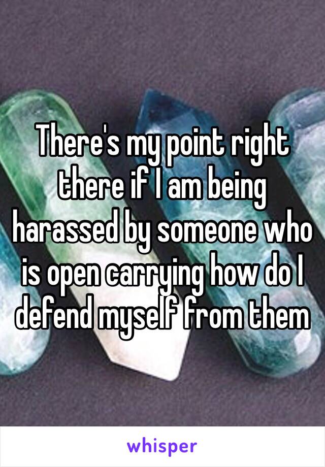 There's my point right there if I am being harassed by someone who is open carrying how do I defend myself from them 