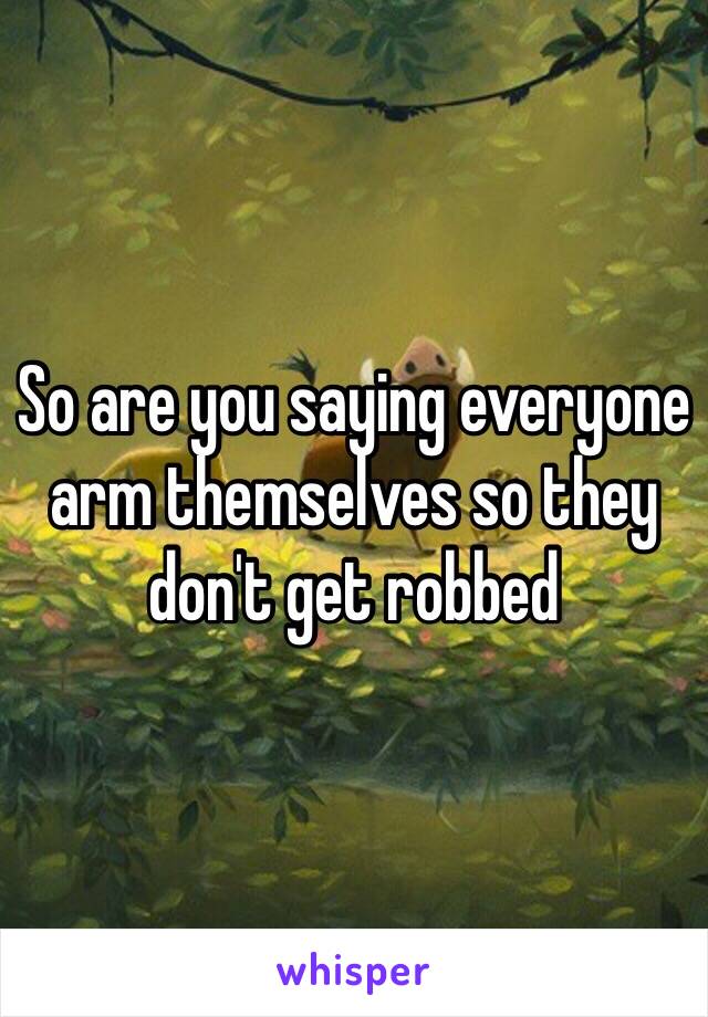 So are you saying everyone arm themselves so they don't get robbed 