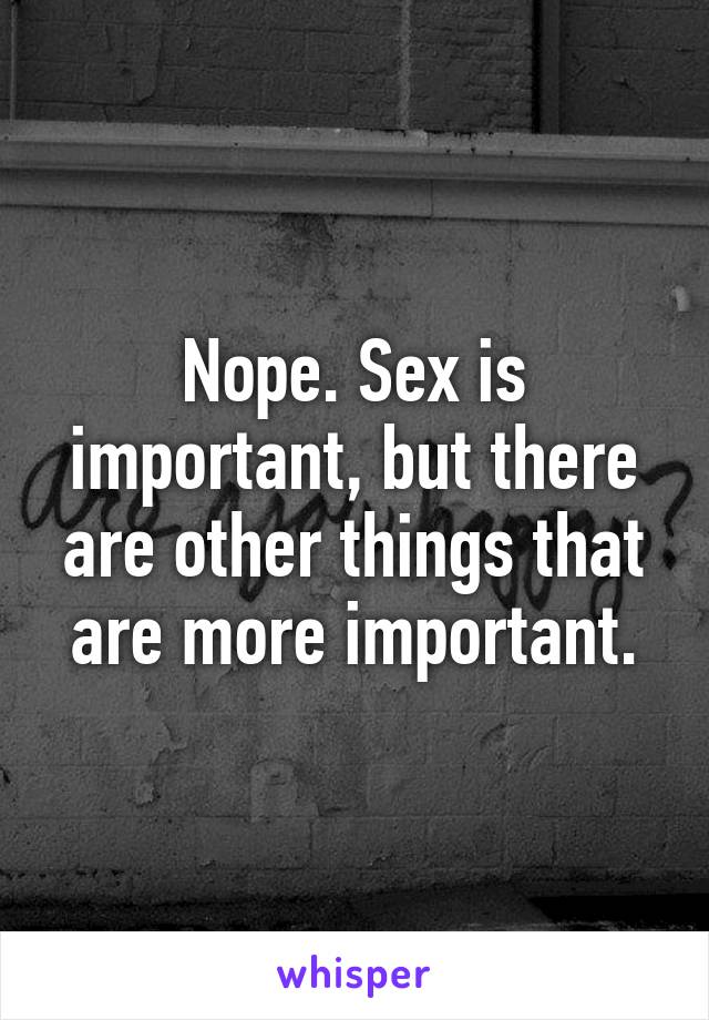 Nope. Sex is important, but there are other things that are more important.