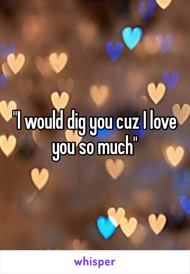 "I would dig you cuz I love you so much"