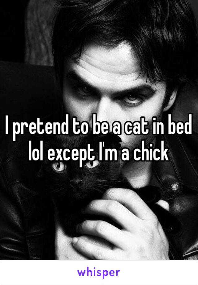 I pretend to be a cat in bed lol except I'm a chick