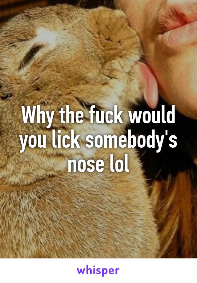 Why the fuck would you lick somebody's nose lol