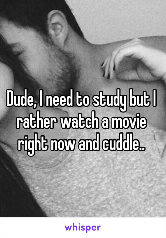 Dude, I need to study but I rather watch a movie right now and cuddle..