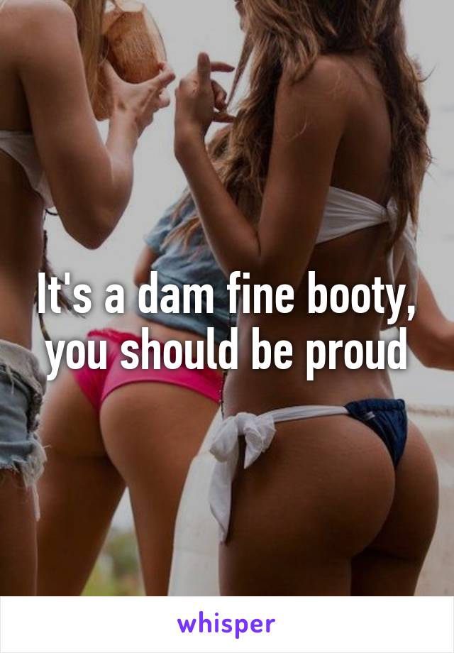 It's a dam fine booty, you should be proud