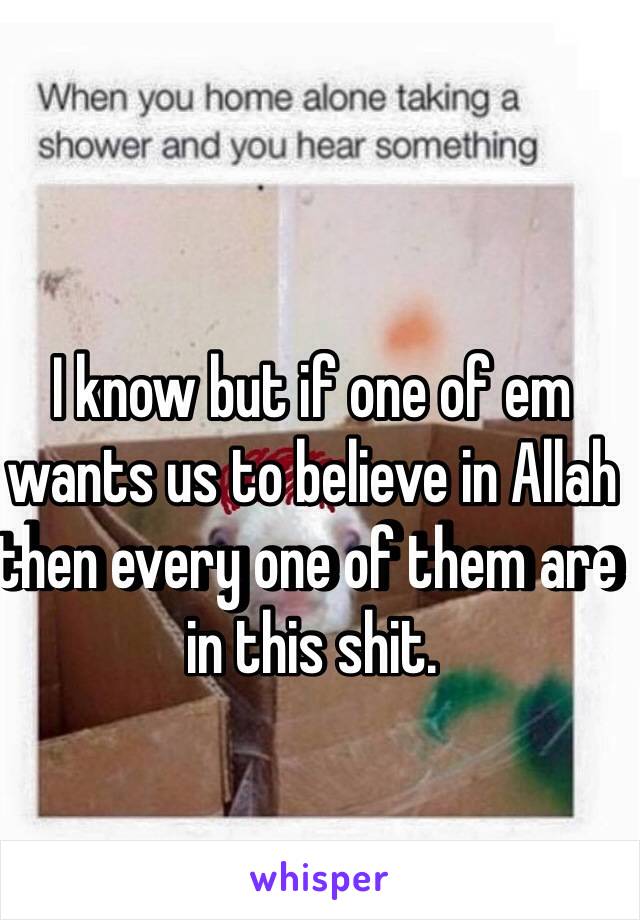 I know but if one of em wants us to believe in Allah then every one of them are in this shit. 