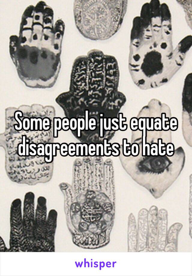 Some people just equate disagreements to hate