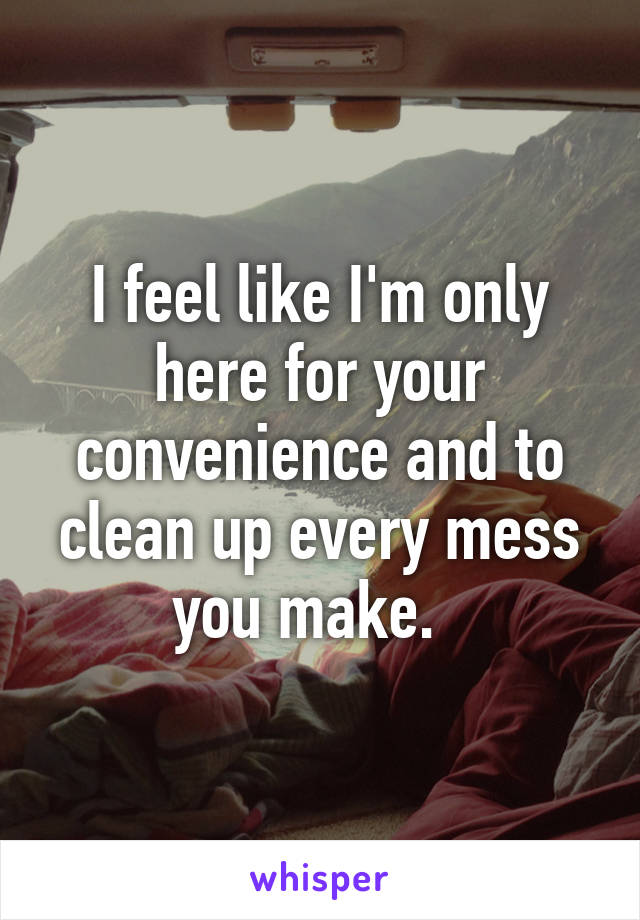 I feel like I'm only here for your convenience and to clean up every mess you make.  