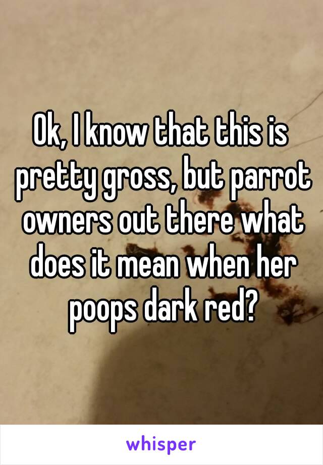 Ok, I know that this is pretty gross, but parrot owners out there what does it mean when her poops dark red?