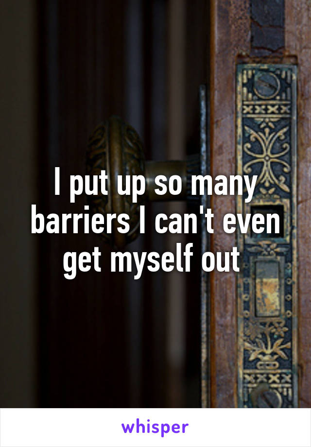 I put up so many barriers I can't even get myself out 