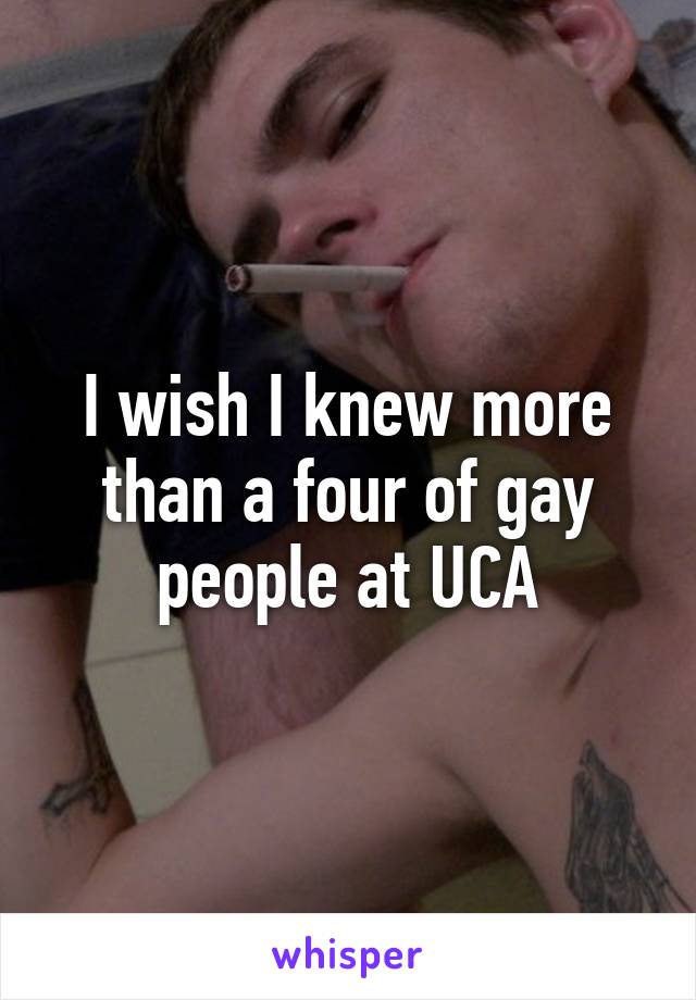 I wish I knew more than a four of gay people at UCA