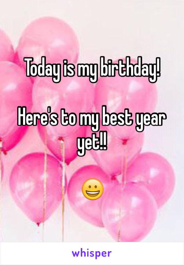 Today is my birthday!

Here's to my best year yet!!

😀