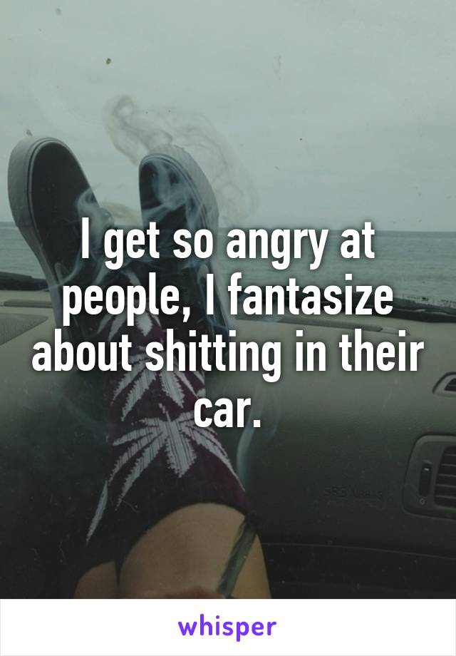 I get so angry at people, I fantasize about shitting in their car.