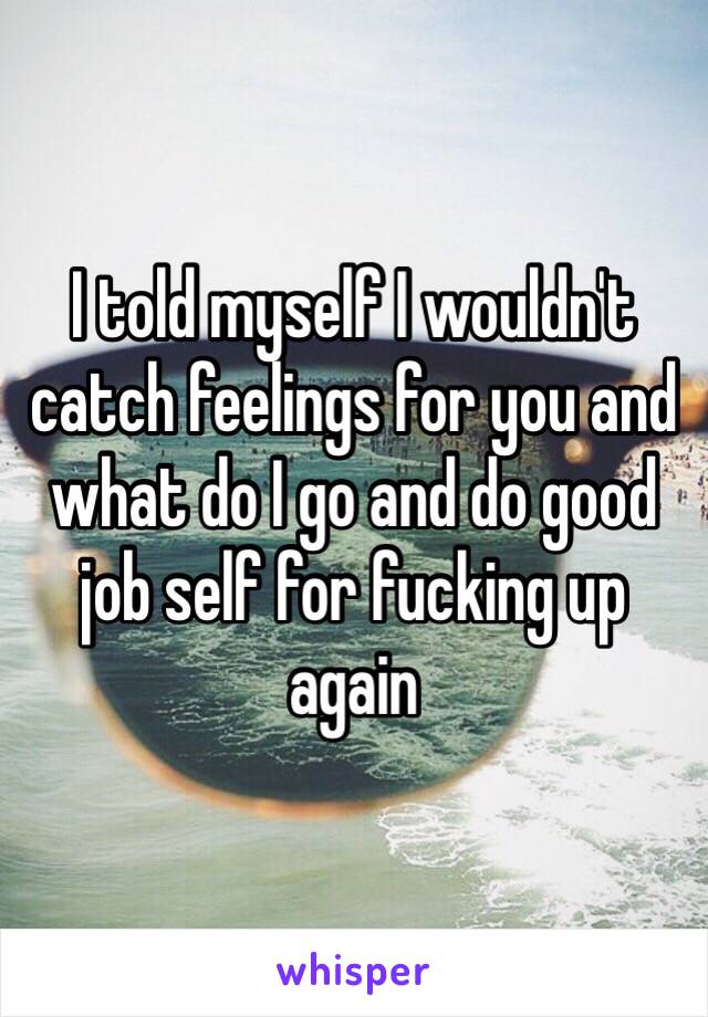 I told myself I wouldn't catch feelings for you and what do I go and do good job self for fucking up again