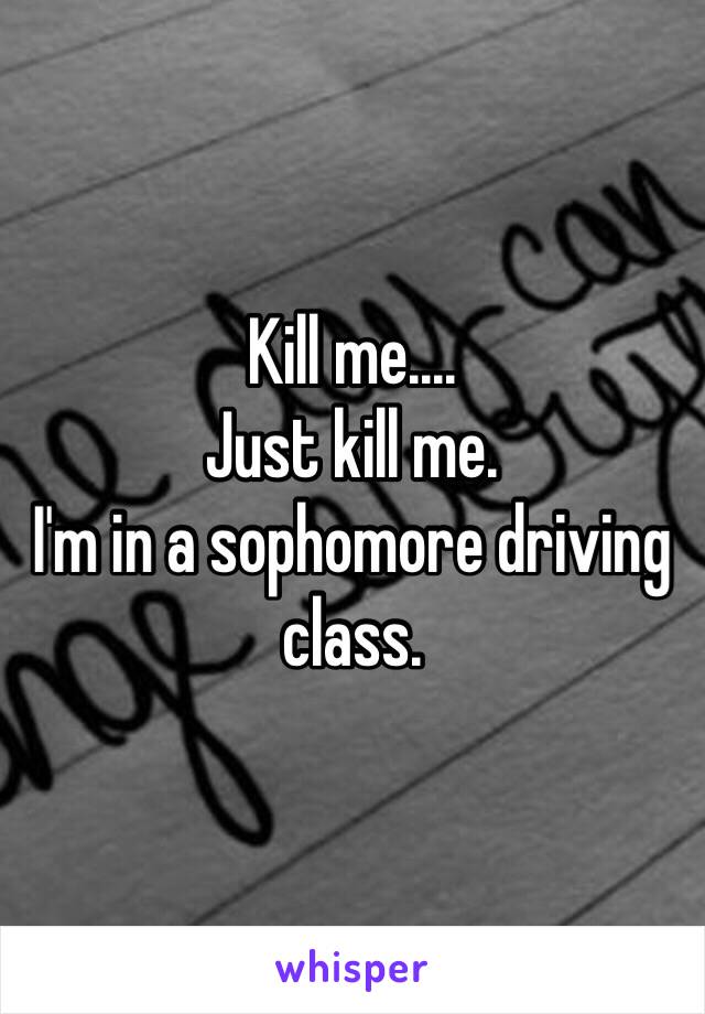 Kill me.... 
Just kill me.
I'm in a sophomore driving class. 