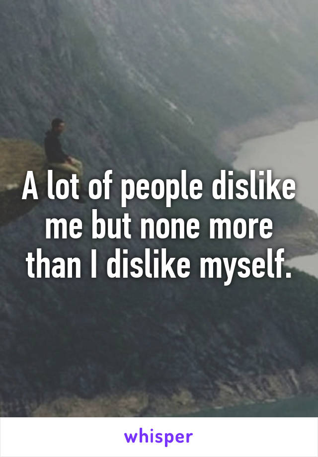 A lot of people dislike me but none more than I dislike myself.