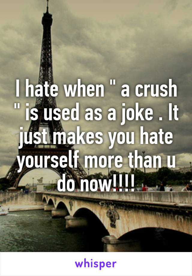 I hate when " a crush " is used as a joke . It just makes you hate yourself more than u do now!!!!