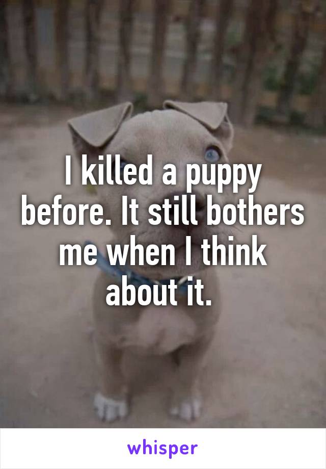 I killed a puppy before. It still bothers me when I think about it. 