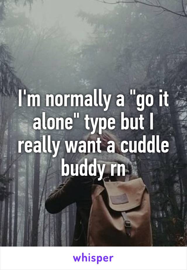 I'm normally a "go it alone" type but I really want a cuddle buddy rn