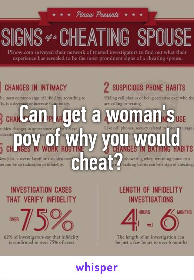 Can I get a woman's pov of why you would cheat?