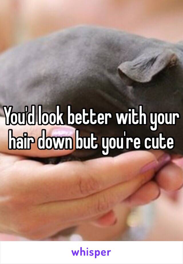 You'd look better with your hair down but you're cute