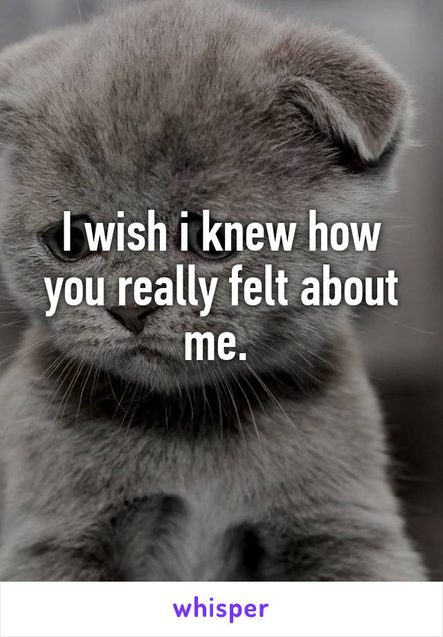 I wish i knew how you really felt about me. 
