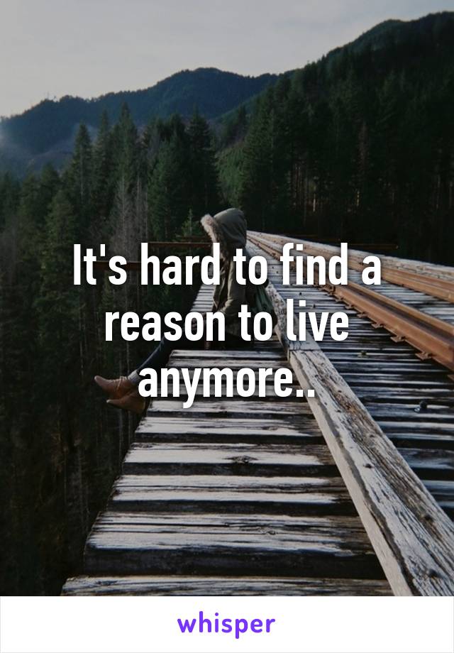 It's hard to find a reason to live anymore..