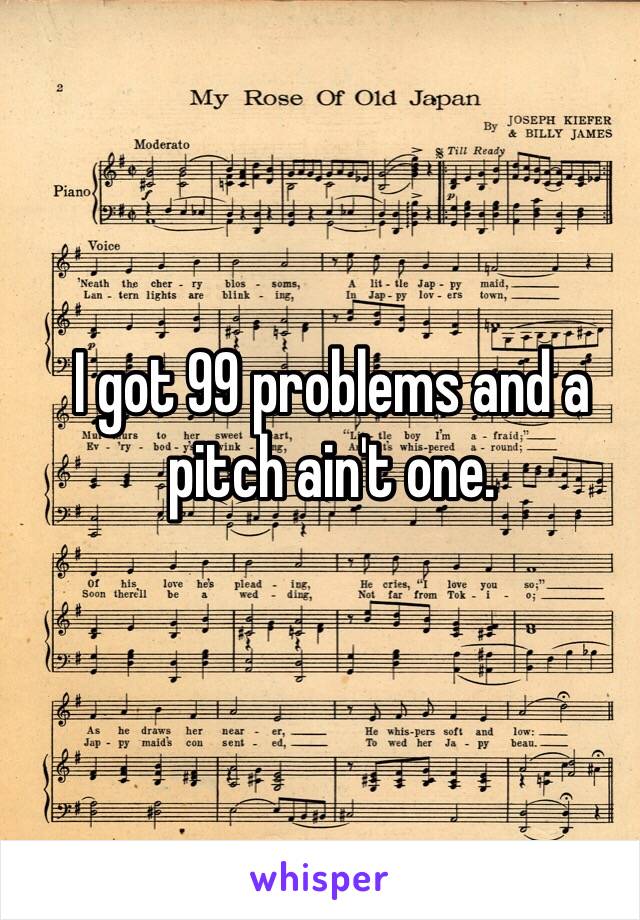 I got 99 problems and a pitch ain't one.