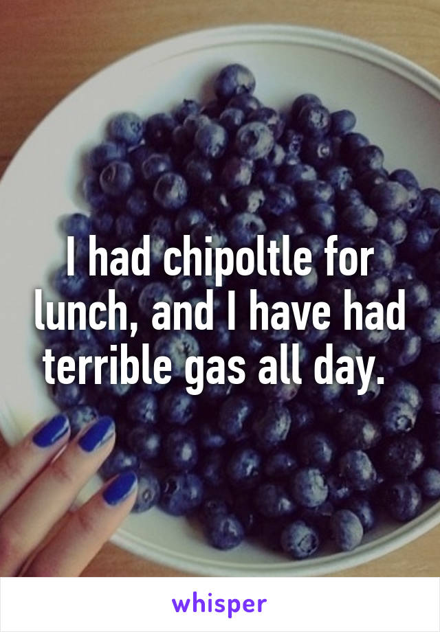 I had chipoltle for lunch, and I have had terrible gas all day. 