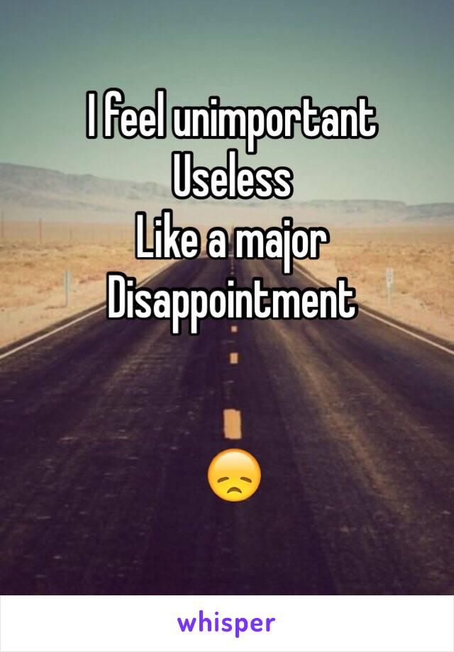 I feel unimportant 
Useless
Like a major Disappointment 


😞

