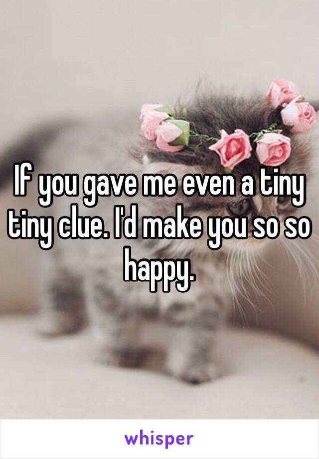 If you gave me even a tiny tiny clue. I'd make you so so happy.