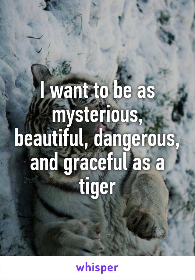 I want to be as mysterious, beautiful, dangerous, and graceful as a tiger