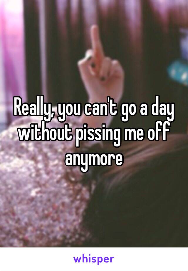 Really, you can't go a day without pissing me off anymore 