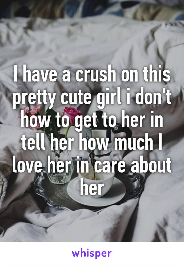 I have a crush on this pretty cute girl i don't how to get to her in tell her how much I love her in care about her