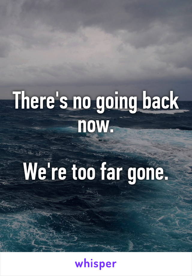 There's no going back now.

We're too far gone.