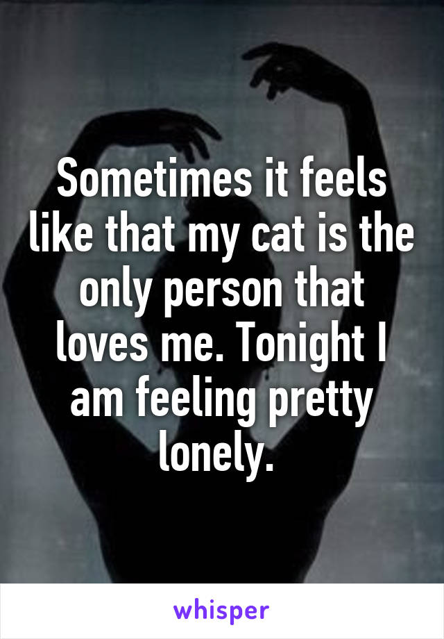 Sometimes it feels like that my cat is the only person that loves me. Tonight I am feeling pretty lonely. 