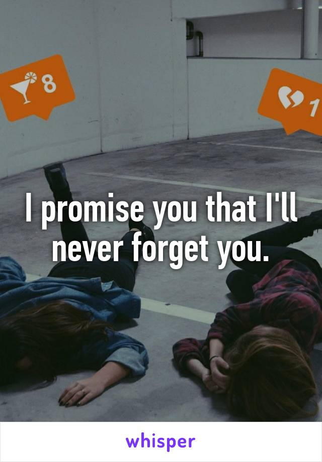 I promise you that I'll never forget you.